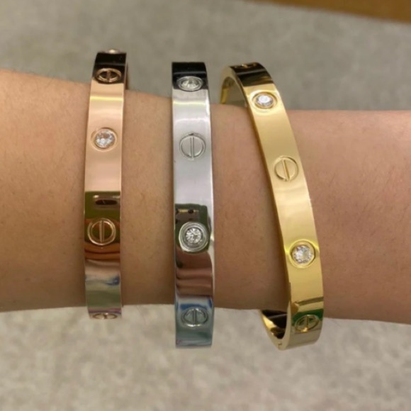 Rose Gold Love Screwdriver Bangle Bracelet With Stones - Picture 4 of 8